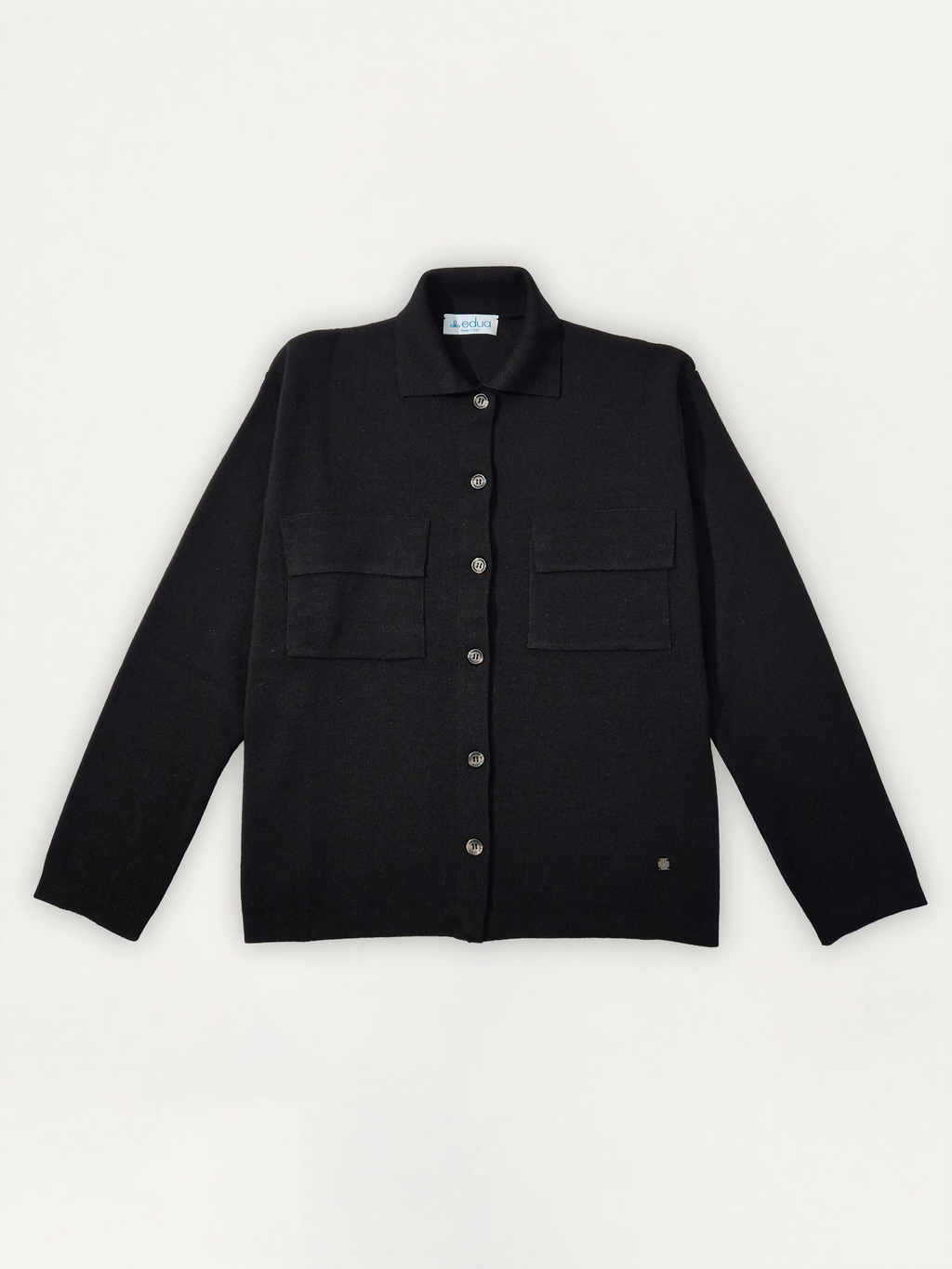 Giacca in Maglia Donna in 100% lana merino colore nero su sfondo bianco